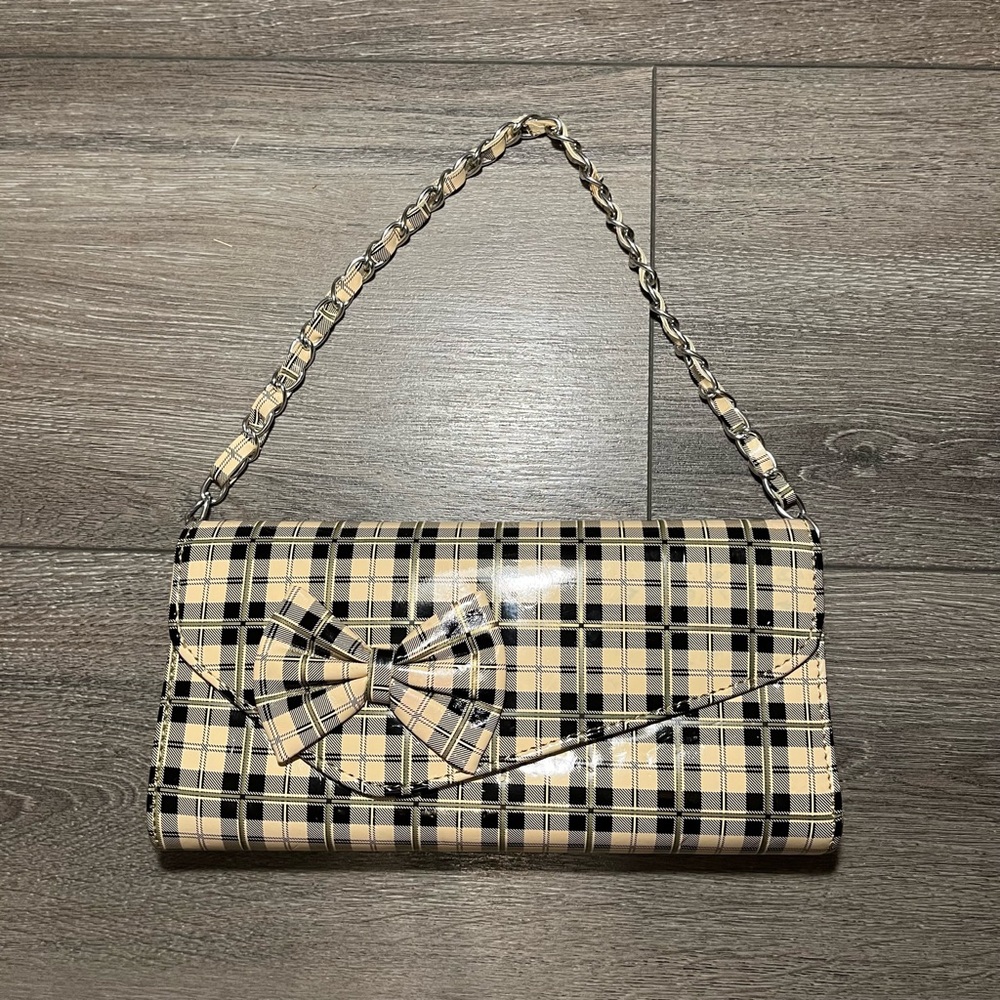Plaid shoulder strap chain bag